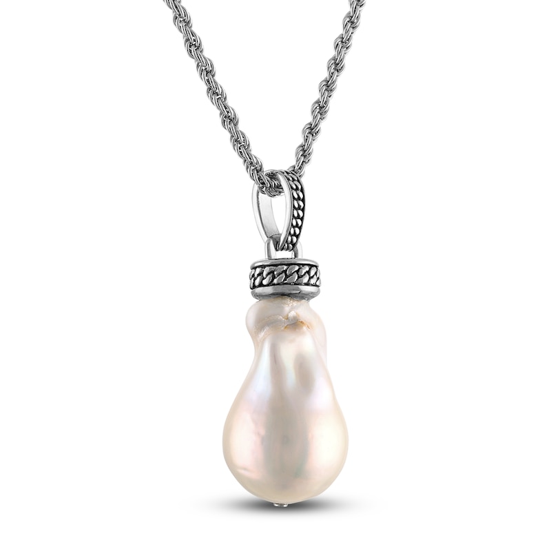 Main Image 2 of 1933 by Esquire Men's Baroque Cultured Pearl Necklace Sterling Silver 22"