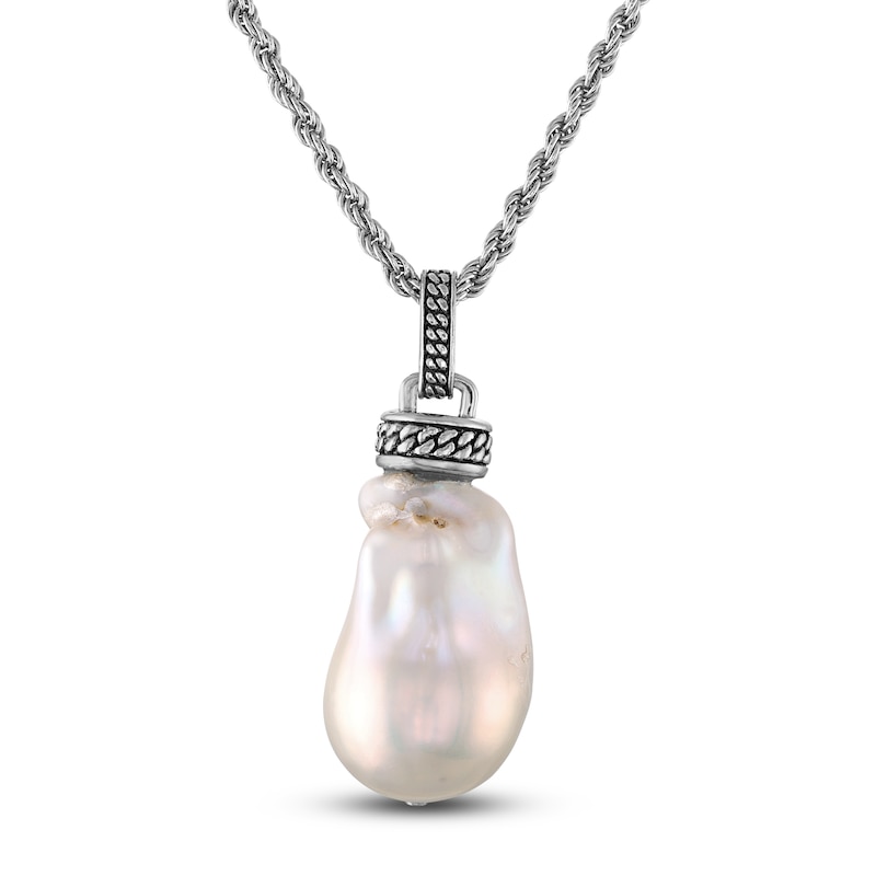 Main Image 3 of 1933 by Esquire Men's Baroque Cultured Pearl Necklace Sterling Silver 22"