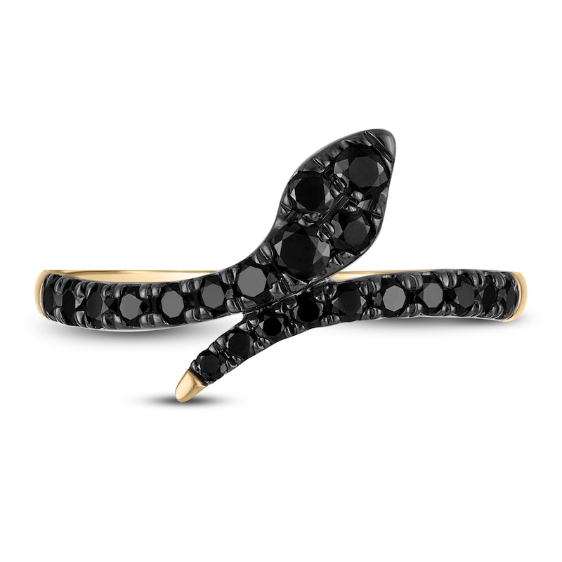 Main Image 3 of Black Diamond Snake Ring 1/2 ct tw 14K Yellow Gold