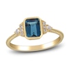 Thumbnail Image 1 of Rectangle-Cut Natural London Blue Topaz & Diamond Ring 1/15 ct tw 14K Yellow Gold