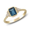 Thumbnail Image 2 of Rectangle-Cut Natural London Blue Topaz & Diamond Ring 1/15 ct tw 14K Yellow Gold