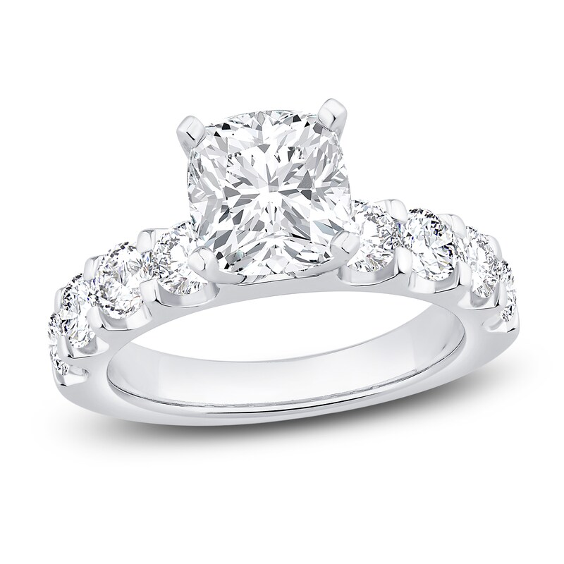 Main Image 1 of Diamond Engagement Ring 3-3/8 ct tw Cushion 14K White Gold