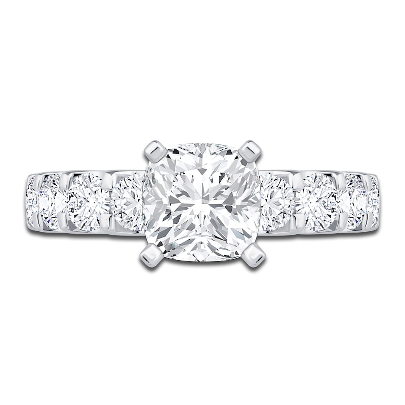 Diamond Engagement Ring 3-3/8 ct tw Cushion 14K White Gold