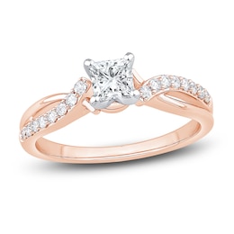 Diamond Engagement Ring 5/8 ct tw Princess 14K Rose Gold