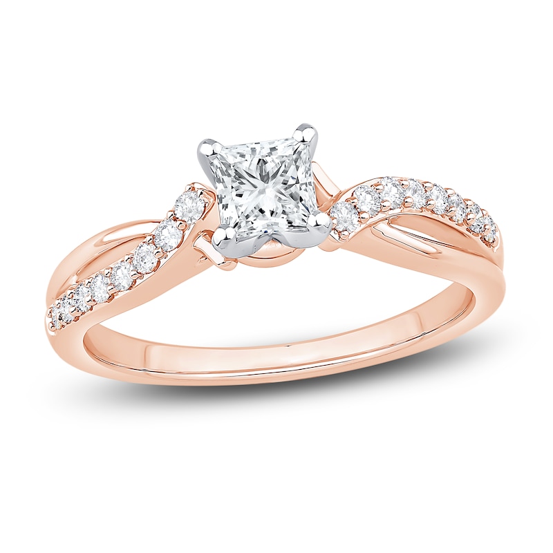 Main Image 1 of Diamond Engagement Ring 5/8 ct tw Princess 14K Rose Gold