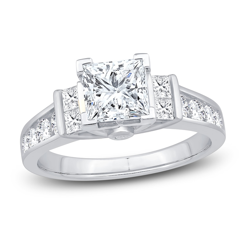 Main Image 1 of Diamond Engagement Ring 2-1/4 ct tw Princess/Round 14K White Gold