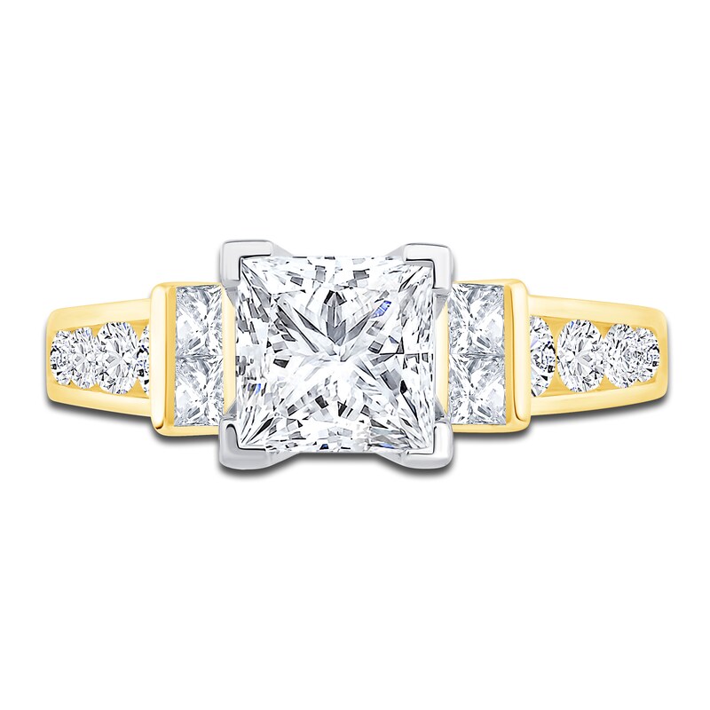 Main Image 3 of Diamond Engagement Ring 1-3/4 ct tw Princess/Round 14K Yellow Gold