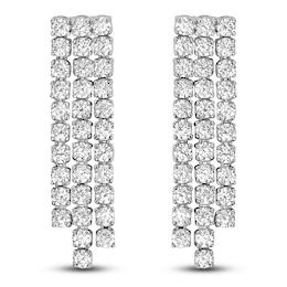 Diamond Three-Row Earrings 2 ct tw 14K White Gold