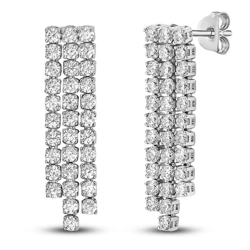 Main Image 3 of Diamond Three-Row Earrings 2 ct tw 14K White Gold