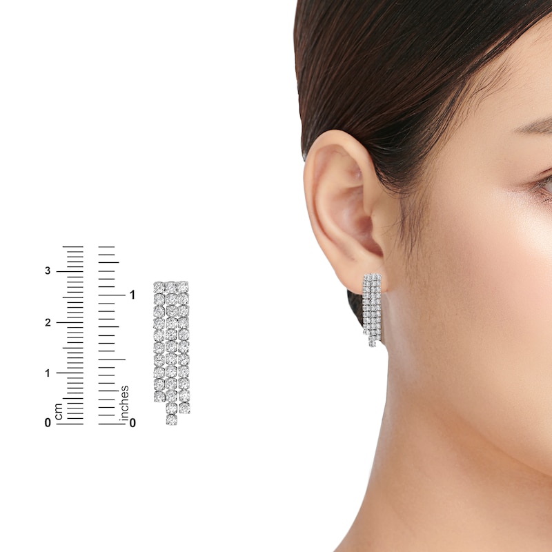 Main Image 4 of Diamond Three-Row Earrings 2 ct tw 14K White Gold