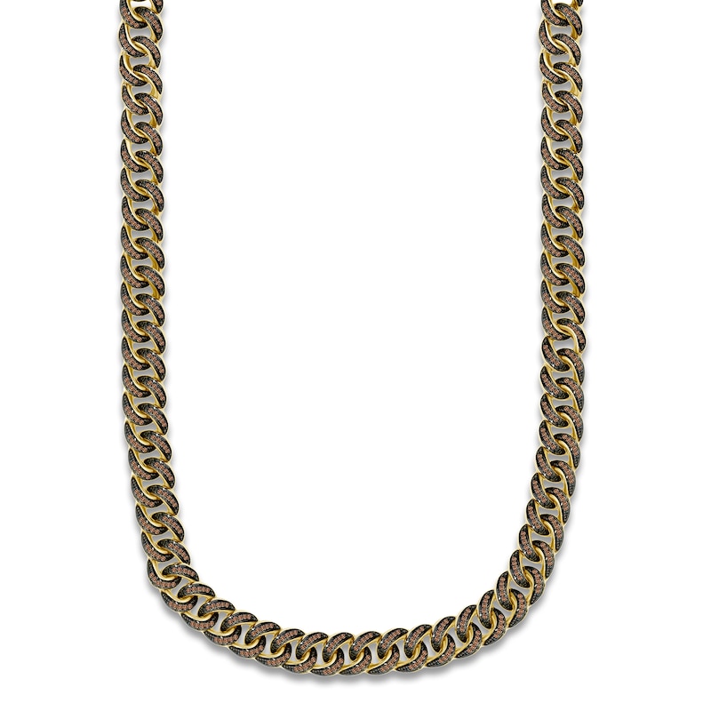 Men's Brown Diamond Curb Chain Necklace 3 ct tw 10K Yellow Gold 20"