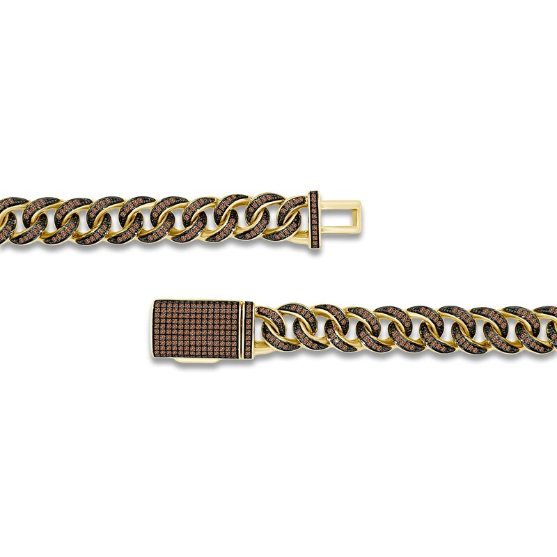 Main Image 2 of Men's Brown Diamond Curb Chain Necklace 3 ct tw 10K Yellow Gold 20"
