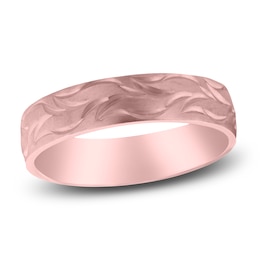 Men's Scroll Wedding Band 14K Rose Gold 7mm