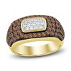 Thumbnail Image 1 of Men's Brown & White Multi-Diamond Fashion Ring 1-1/2 ct tw 10K Yellow Gold