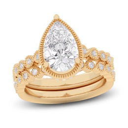 Pear & Round-Cut Lab-Grown Diamond Bridal Set 2-1/3 ct tw 14K Yellow Gold
