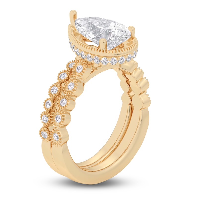 Main Image 2 of Pear & Round-Cut Lab-Grown Diamond Bridal Set 2-1/3 ct tw 14K Yellow Gold