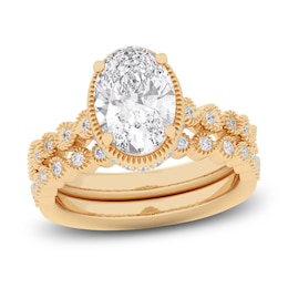 Oval & Round-Cut Lab-Grown Diamond Wedding Ring 2-1/3 ct tw 14K Yellow Gold