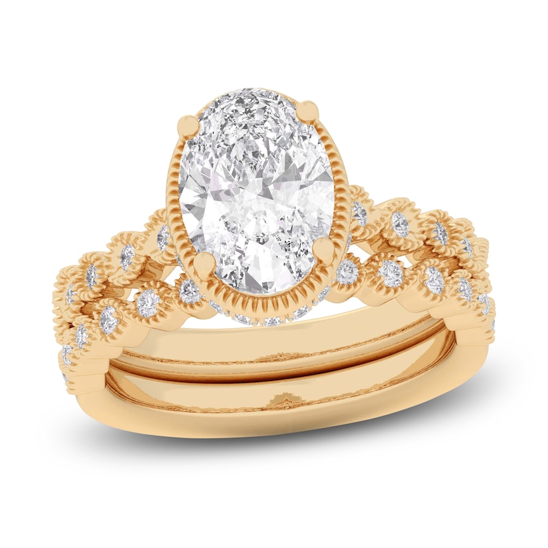 Main Image 1 of Oval & Round-Cut Lab-Grown Diamond Wedding Ring 2-1/3 ct tw 14K Yellow Gold