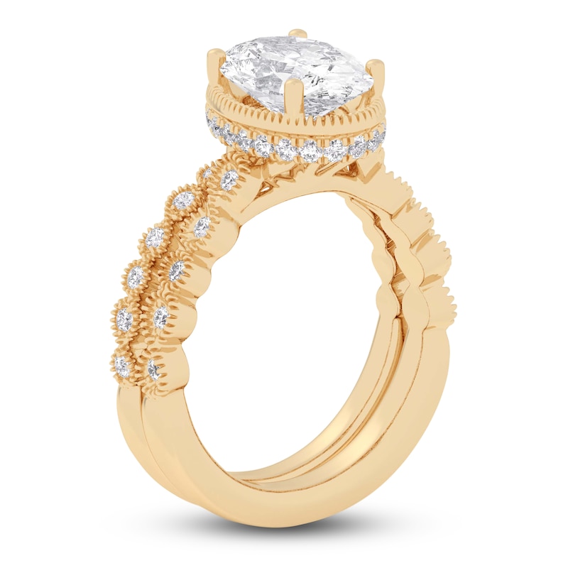 Main Image 2 of Oval & Round-Cut Lab-Grown Diamond Wedding Ring 2-1/3 ct tw 14K Yellow Gold