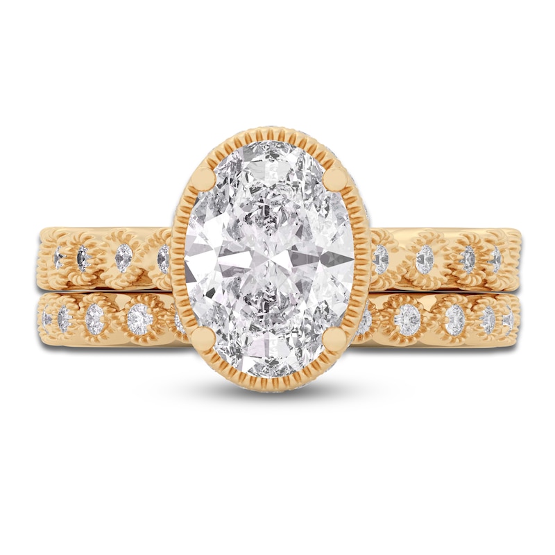Main Image 3 of Oval & Round-Cut Lab-Grown Diamond Wedding Ring 2-1/3 ct tw 14K Yellow Gold