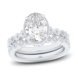 Oval & Round-Cut Lab-Grown Diamond Wedding Ring 2-1/3 ct tw 14K White Gold