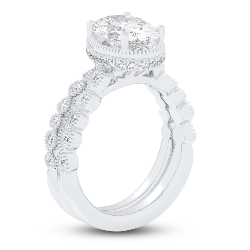 Main Image 2 of Oval & Round-Cut Lab-Grown Diamond Wedding Ring 2-1/3 ct tw 14K White Gold