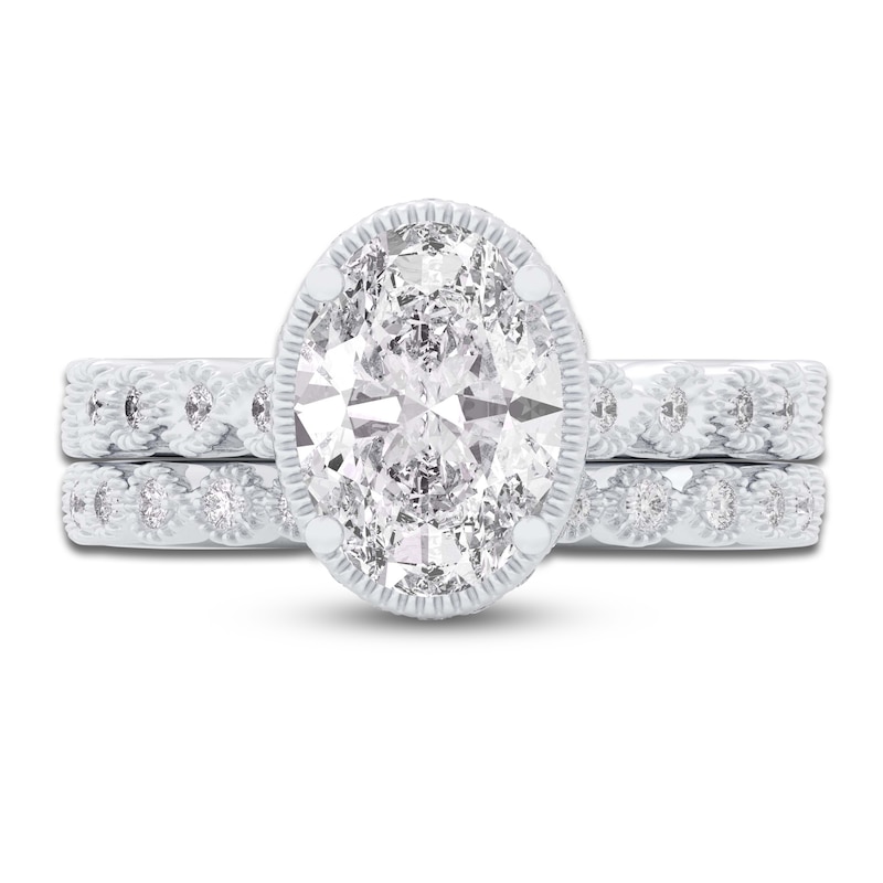 Main Image 3 of Oval & Round-Cut Lab-Grown Diamond Wedding Ring 2-1/3 ct tw 14K White Gold