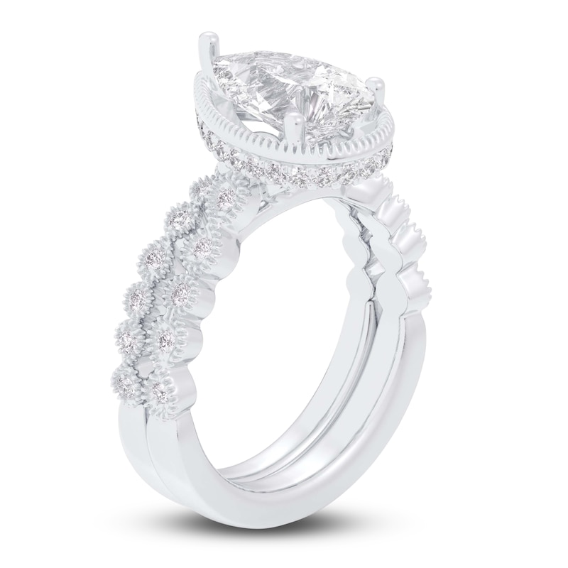 Main Image 2 of Pear & Round-Cut Lab-Grown Diamond Wedding Ring 2-1/3 ct tw 14K White Gold