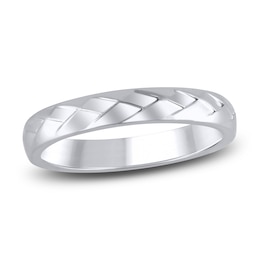 High-Polish Weave Wedding Band 14K White Gold 3.36mm