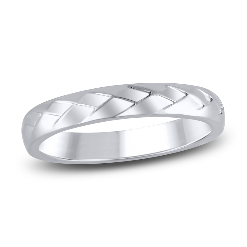 Main Image 1 of High-Polish Weave Wedding Band 14K White Gold 3.36mm