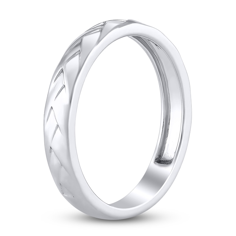 Main Image 2 of High-Polish Weave Wedding Band 14K White Gold 3.36mm
