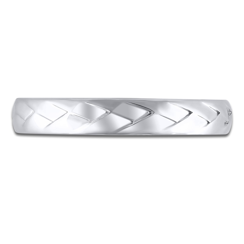 Main Image 3 of High-Polish Weave Wedding Band 14K White Gold 3.36mm