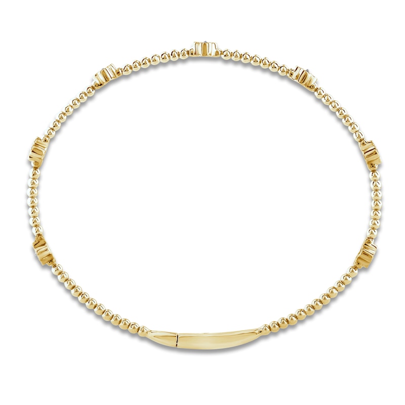 Main Image 3 of Diamond Clover Station Flex Bangle Bracelet 3/8 ct tw 10K Yellow Gold