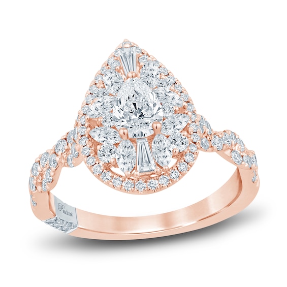 Pnina Tornai Pear-Shaped Diamond Halo Engagement Ring 1-1/2 ct tw 14K Rose Gold