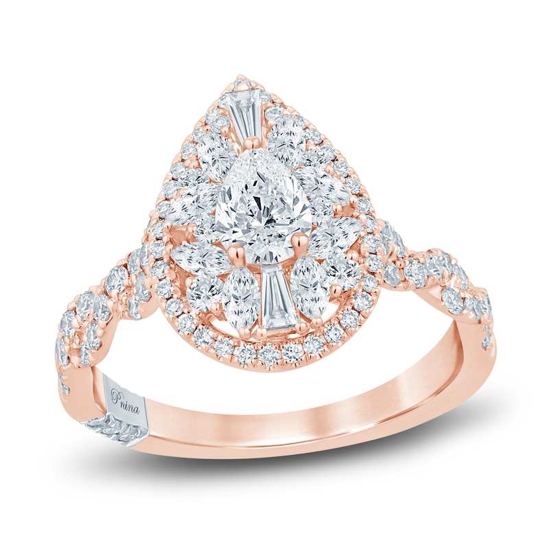 Main Image 1 of Pnina Tornai Princess, Marquise, Round & Baguette-Cut Diamond Engagement Ring 1-1/2 ct tw 14K Rose Gold