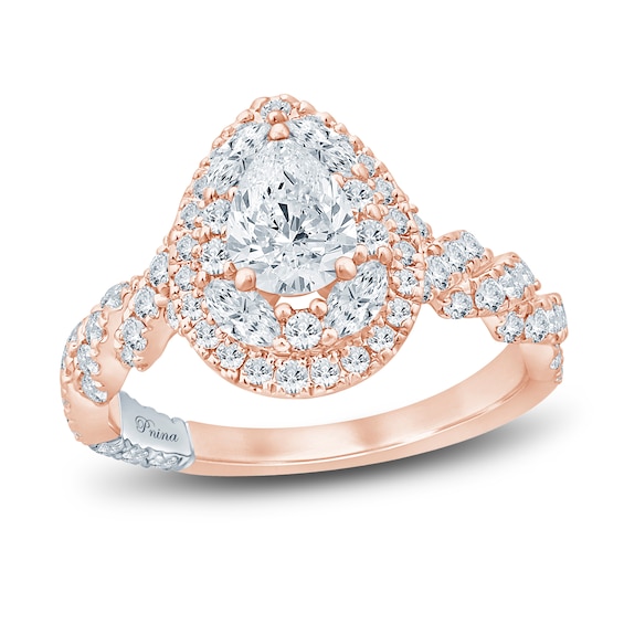 Pnina Tornai Pear, Marquise & Round-Cut Diamond Engagement Ring 1-3/8 ct tw 14K Rose Gold