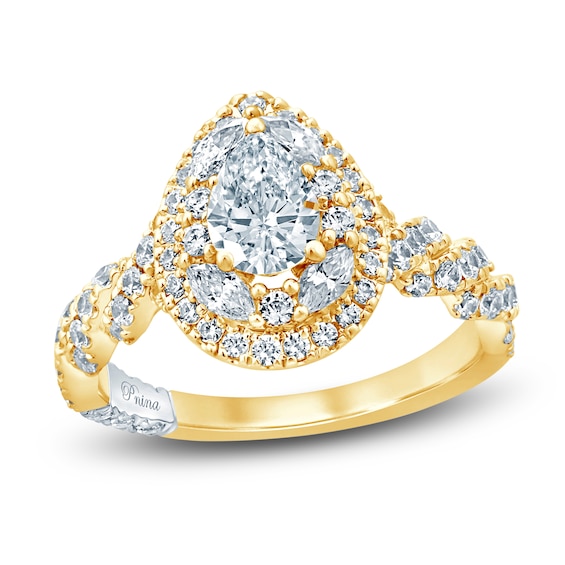 Pnina Tornai Pear, Marquise & Round-Cut Diamond Engagement Ring 1-3/8 ct tw 14K Yellow Gold