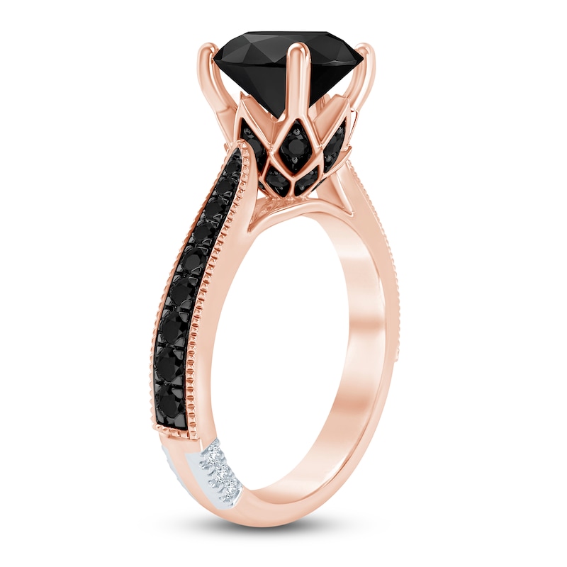 Pnina Tornai Black Round Diamond Engagement Ring 3-3/8 ct tw 14K Rose Gold