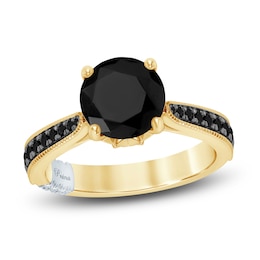 Pnina Tornai Black Diamond Engagement Ring 3-3/8 ct tw 14K Yellow Gold