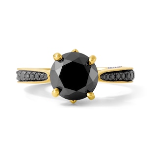 Pnina Tornai Black Diamond Engagement Ring 3-3/8 ct tw 14K Yellow Gold