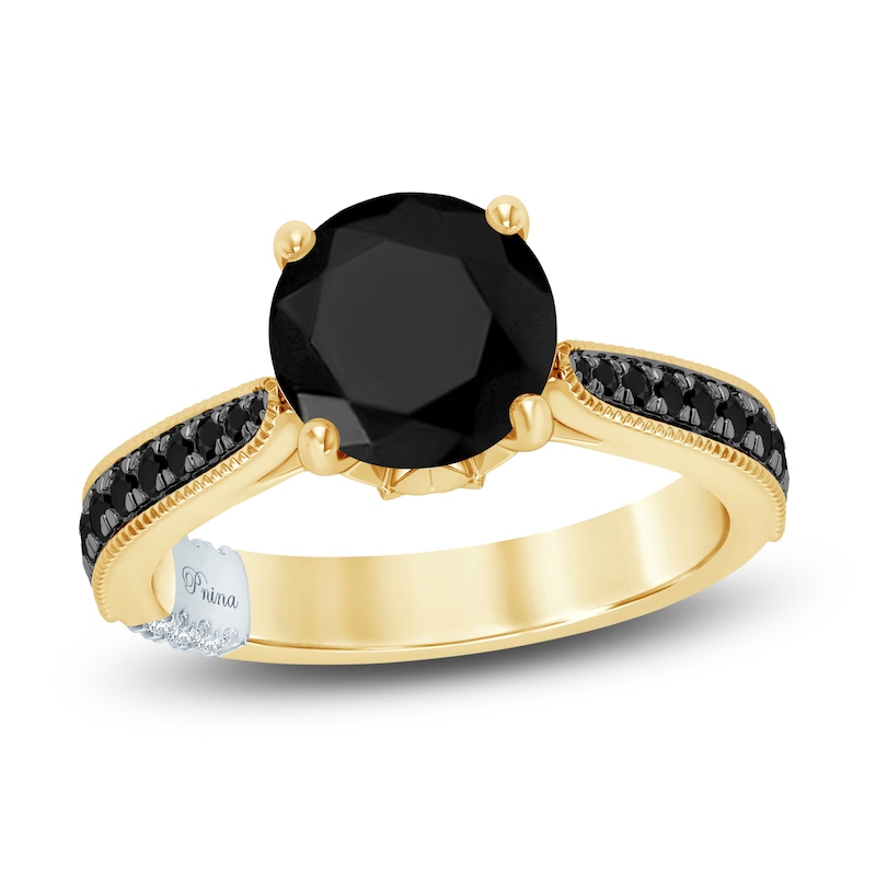 Pnina Tornai Black Diamond Engagement Ring 3-3/8 ct tw 14K Yellow Gold