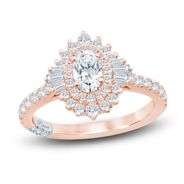 Pnina Tornai Oval, Baguette & Round-Cut Diamond Engagement Ring 1-1/4 ct tw 14K Rose Gold