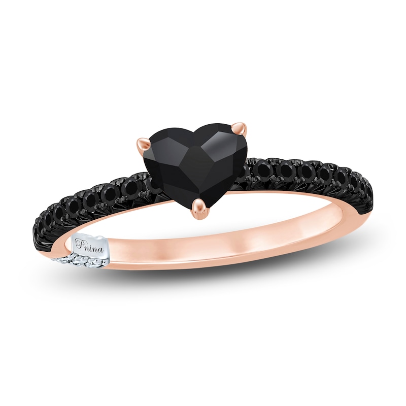 Pnina Tornai Black Diamond Heart-cut Engagement Ring 1 ct tw 14K Rose Gold