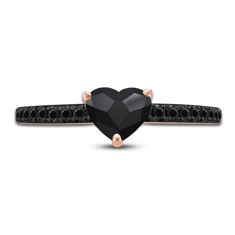 Pnina Tornai Black Diamond Heart-cut Engagement Ring 1 ct tw 14K Rose Gold