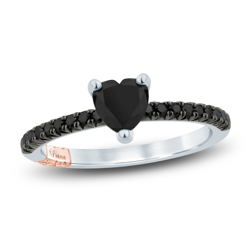 Pnina Tornai Black Diamond Heart Engagement Ring 1 ct tw 14K White Gold