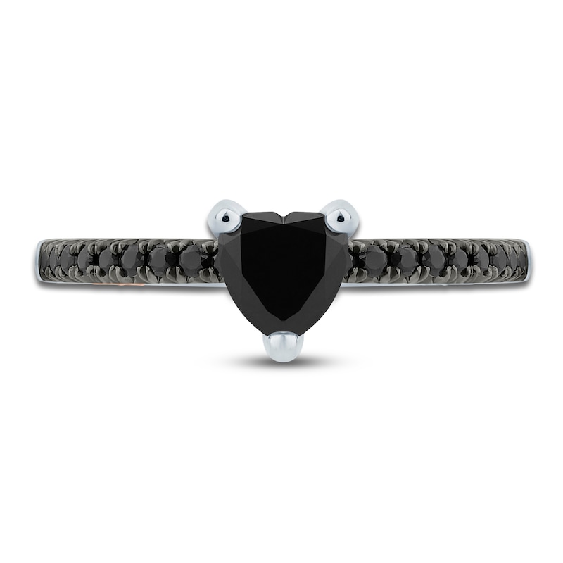 Pnina Tornai Black Diamond Heart Engagement Ring 1 ct tw 14K White Gold