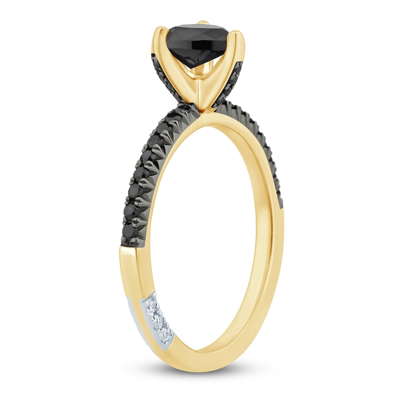 Pnina Tornai Black Diamond Heart Engagement Ring 1 ct tw 14K Yellow Gold