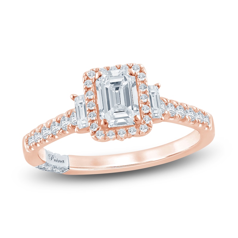 Main Image 1 of Pnina Tornai Emerald & Round-Cut Diamond Engagement Ring 1 ct tw 14K Rose Gold