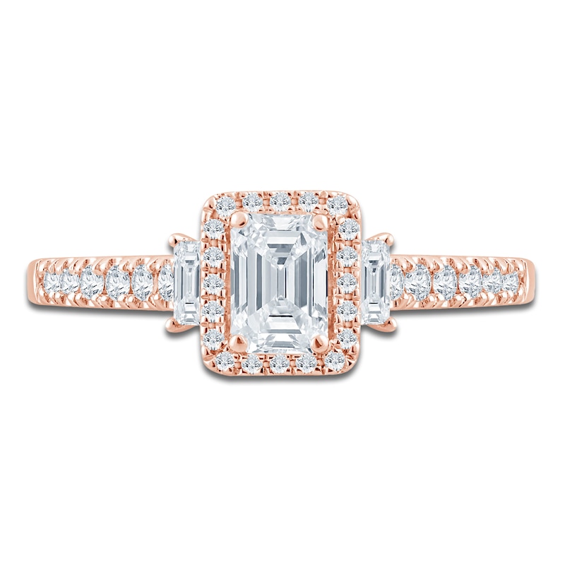 Main Image 3 of Pnina Tornai Emerald & Round-Cut Diamond Engagement Ring 1 ct tw 14K Rose Gold