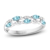 Thumbnail Image 1 of LALI Jewels Marquise-Cut Natural Aquamarine & Diamond Two-Row Anniversary Ring 1/15 ct tw 14K White Gold
